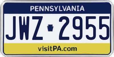 PA license plate JWZ2955
