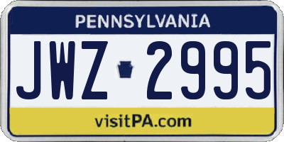 PA license plate JWZ2995
