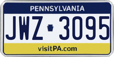 PA license plate JWZ3095