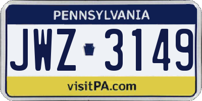 PA license plate JWZ3149