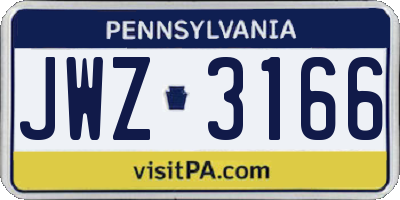 PA license plate JWZ3166