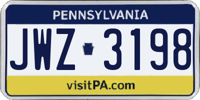 PA license plate JWZ3198