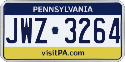 PA license plate JWZ3264