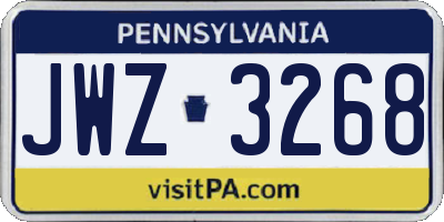 PA license plate JWZ3268