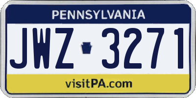 PA license plate JWZ3271