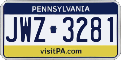 PA license plate JWZ3281