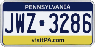 PA license plate JWZ3286