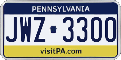 PA license plate JWZ3300