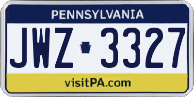PA license plate JWZ3327