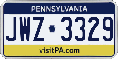PA license plate JWZ3329