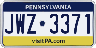 PA license plate JWZ3371