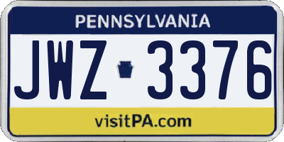 PA license plate JWZ3376