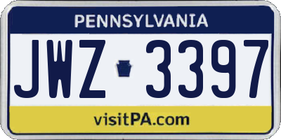 PA license plate JWZ3397