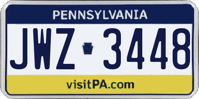 PA license plate JWZ3448