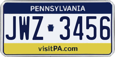 PA license plate JWZ3456