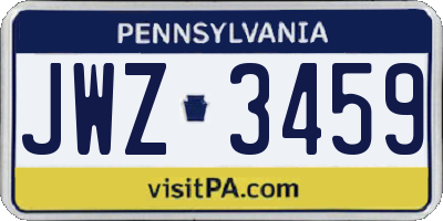 PA license plate JWZ3459