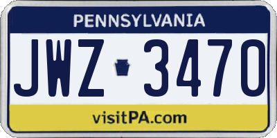 PA license plate JWZ3470