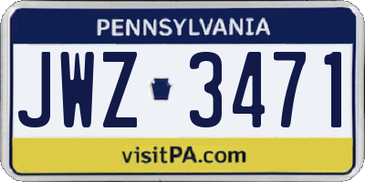 PA license plate JWZ3471
