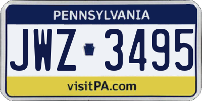 PA license plate JWZ3495