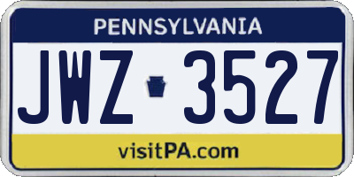 PA license plate JWZ3527