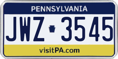 PA license plate JWZ3545