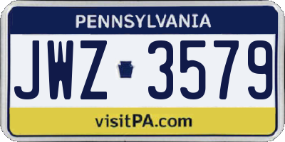 PA license plate JWZ3579