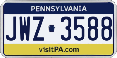 PA license plate JWZ3588