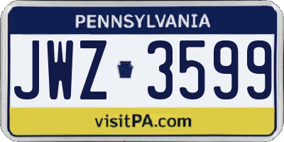 PA license plate JWZ3599
