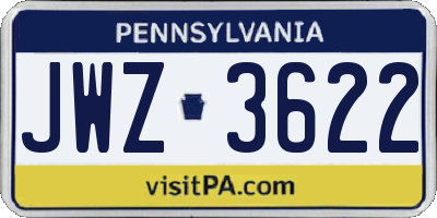 PA license plate JWZ3622