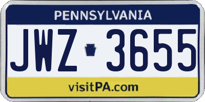 PA license plate JWZ3655
