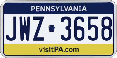 PA license plate JWZ3658