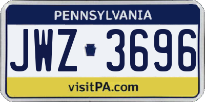 PA license plate JWZ3696