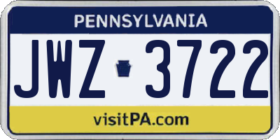PA license plate JWZ3722