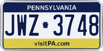 PA license plate JWZ3748