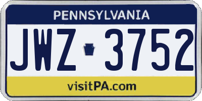 PA license plate JWZ3752