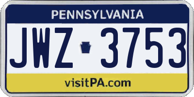 PA license plate JWZ3753