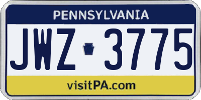 PA license plate JWZ3775