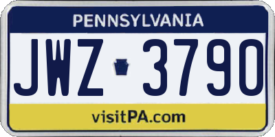 PA license plate JWZ3790