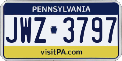 PA license plate JWZ3797