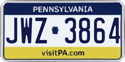 PA license plate JWZ3864