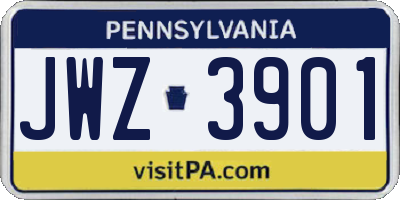 PA license plate JWZ3901