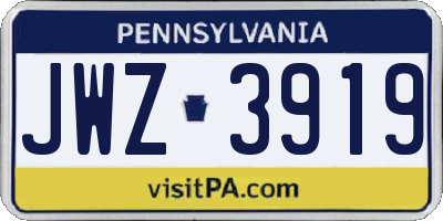 PA license plate JWZ3919
