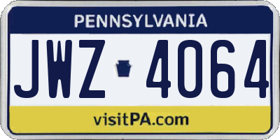 PA license plate JWZ4064