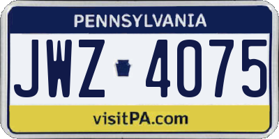 PA license plate JWZ4075