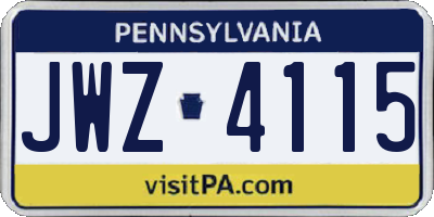 PA license plate JWZ4115