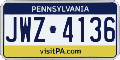 PA license plate JWZ4136