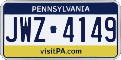 PA license plate JWZ4149