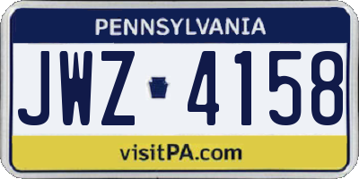 PA license plate JWZ4158