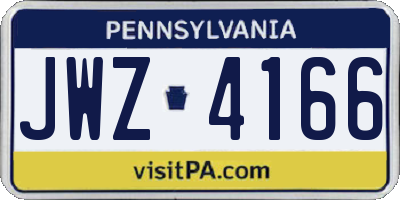 PA license plate JWZ4166