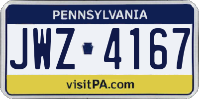 PA license plate JWZ4167